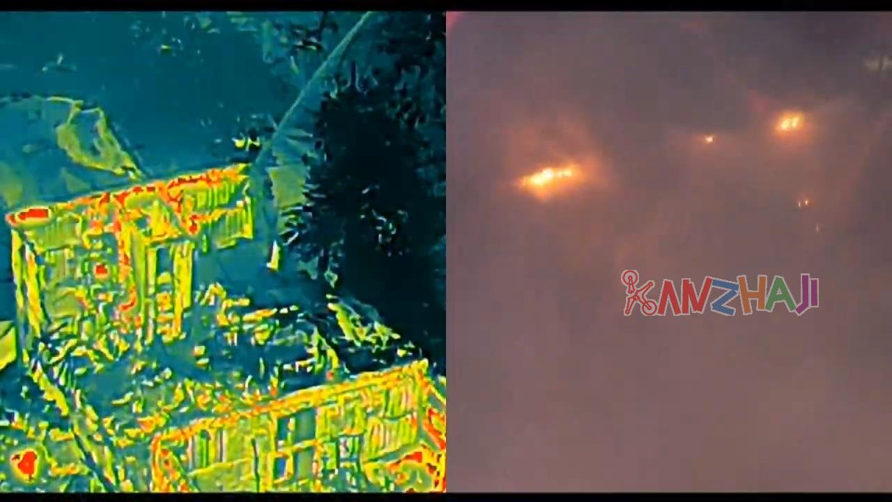 美国公寓大楼火灾，男子使用无人机协助消防员